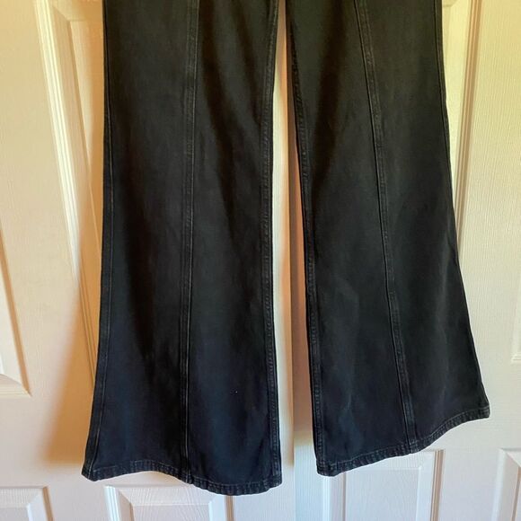 H&M divided 4 26 black wide leg flare mid to low rise jeans Y2K trendy - Picture 3 of 7